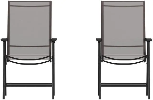 Alt view image 9 of 14 - Flash Furniture Paladin Outdoor Folding Patio Sling Chair Brown 2/Pack (2TLHSC044BR)