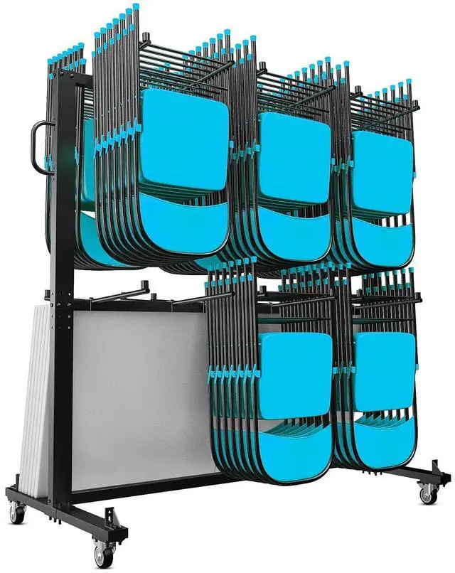 Alt view image 9 of 14 - Flash Furniture Hawkins Folding Table and Chairs Mobile Cart 660 lb. Capacity Black (QINSHD245425)