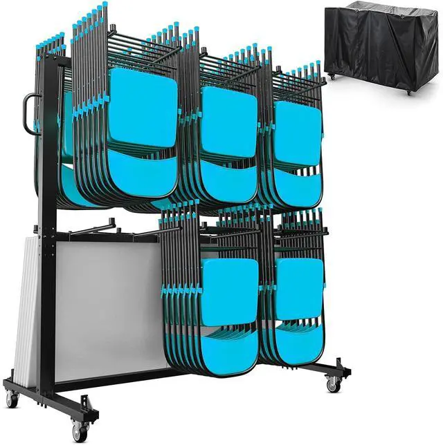 Alt view image 14 of 14 - Flash Furniture Hawkins Folding Table and Chairs Mobile Cart 660 lb. Capacity Black (QINSHD245425)