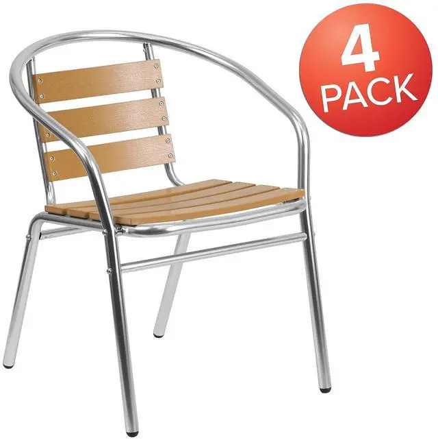 Alt view image 4 of 13 - Flash Furniture Restaurant Patio Chair Aluminum 4 Pack (4TLH017W)