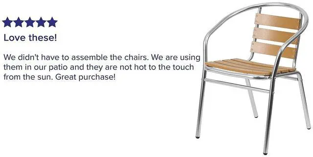 Alt view image 5 of 13 - Flash Furniture Restaurant Patio Chair Aluminum 4 Pack (4TLH017W)