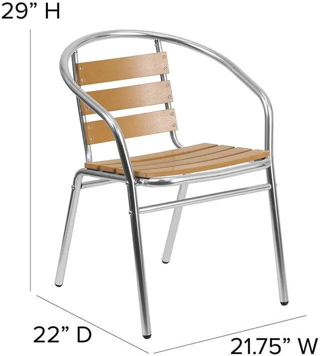 Alt view image 6 of 13 - Flash Furniture Restaurant Patio Chair Aluminum 4 Pack (4TLH017W)