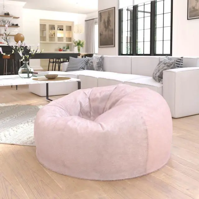 Alt view image 7 of 7 - Flash Furniture Oversized Bean Bag Chair for Kids and Adults, Set of 1, Blush Furry