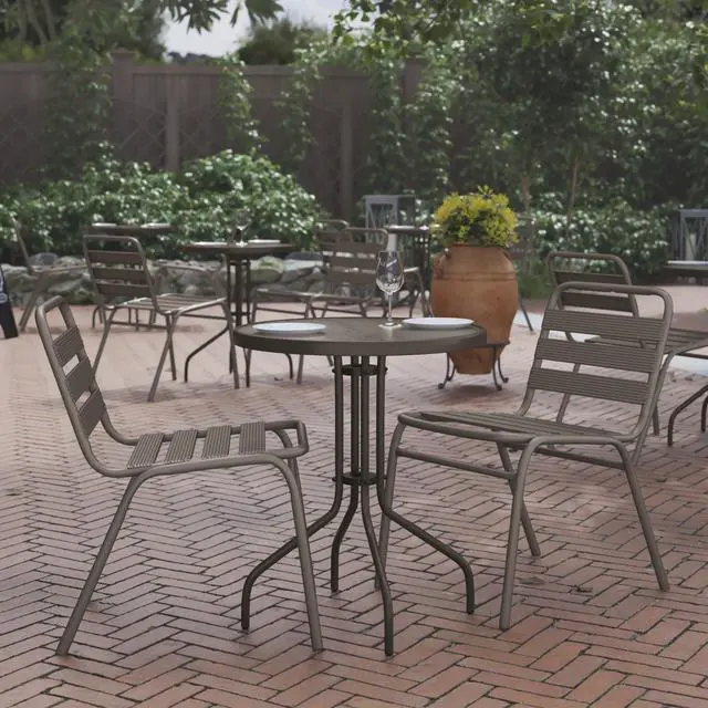 Alt view image 9 of 14 - Flash Furniture Bellamy Round Tempered Glass and Metal Table 23.75" Bronze (TLH0701BZ)