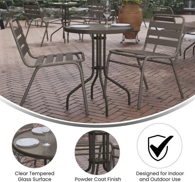 Alt view image 10 of 14 - Flash Furniture Bellamy Round Tempered Glass and Metal Table 23.75" Bronze (TLH0701BZ)