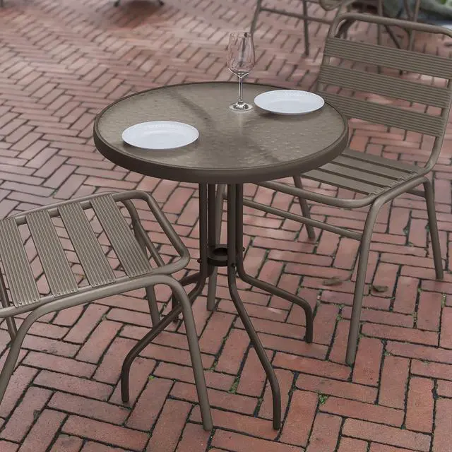 Alt view image 14 of 14 - Flash Furniture Bellamy Round Tempered Glass and Metal Table 23.75" Bronze (TLH0701BZ)