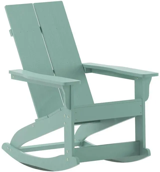 Alt view image 9 of 14 - Flash Furniture Finn Adirondack Rocking Chair Sea Foam (JJC14709SFM)