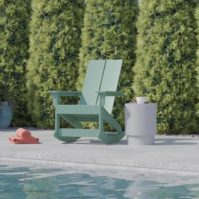 Alt view image 13 of 14 - Flash Furniture Finn Adirondack Rocking Chair Sea Foam (JJC14709SFM)