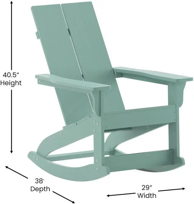 Alt view image 14 of 14 - Flash Furniture Finn Adirondack Rocking Chair Sea Foam (JJC14709SFM)