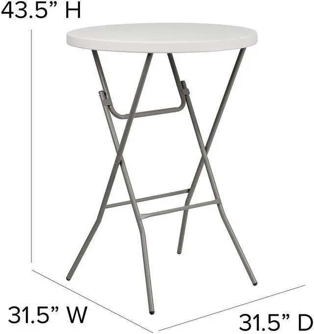 Alt view image 16 of 19 - 32'' Round Granite White Plastic Bar Height Folding Table