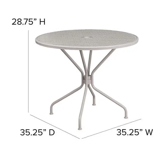 Alt view image 19 of 20 - Commercial Grade 35.25" Round Light Gray Indoor-Outdoor Steel Patio Table