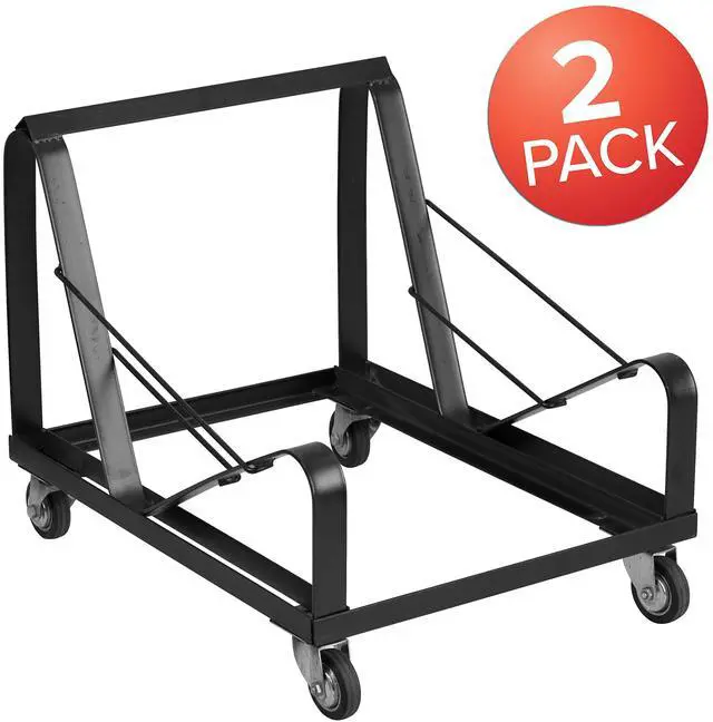 Alt view image 9 of 12 - Flash Furniture Sled Base Stack Chair Dolly 440 lb. Capacity Black (2XUMC168DOLLY)