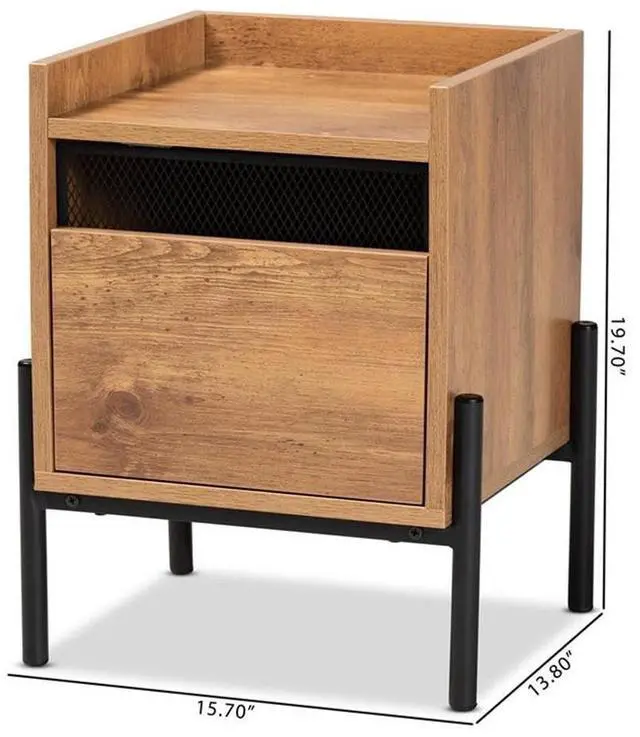 Alt view image 15 of 20 - Baxton Studio Tasman Modern and Contemporary Industrial Natural Brown Finished Wood and Black Metal End Table