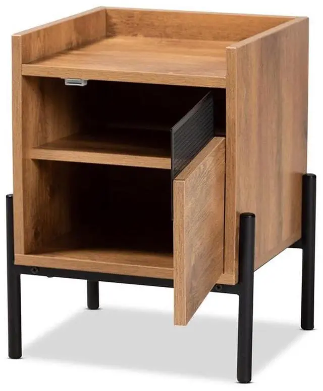 Alt view image 17 of 20 - Baxton Studio Tasman Modern and Contemporary Industrial Natural Brown Finished Wood and Black Metal End Table