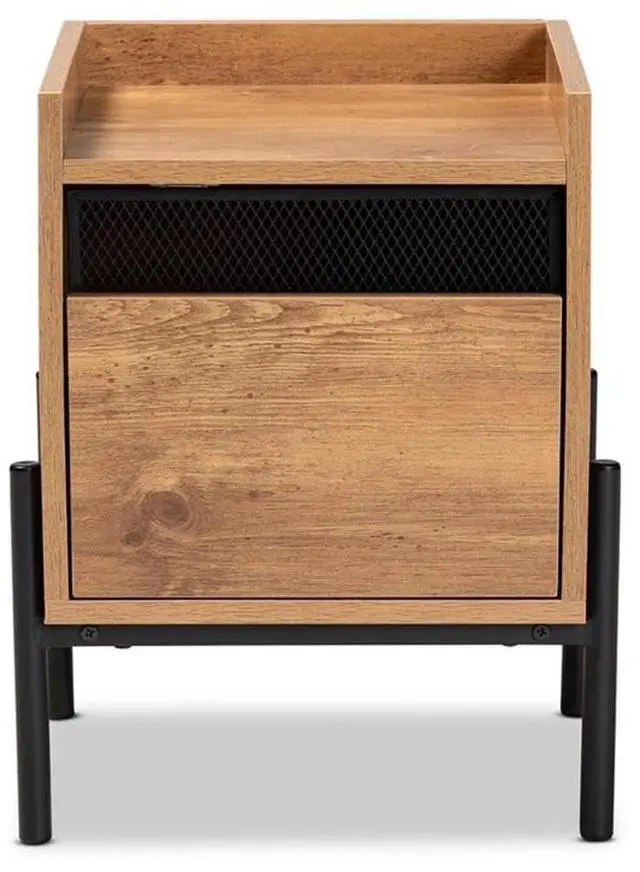Alt view image 18 of 20 - Baxton Studio Tasman Modern and Contemporary Industrial Natural Brown Finished Wood and Black Metal End Table