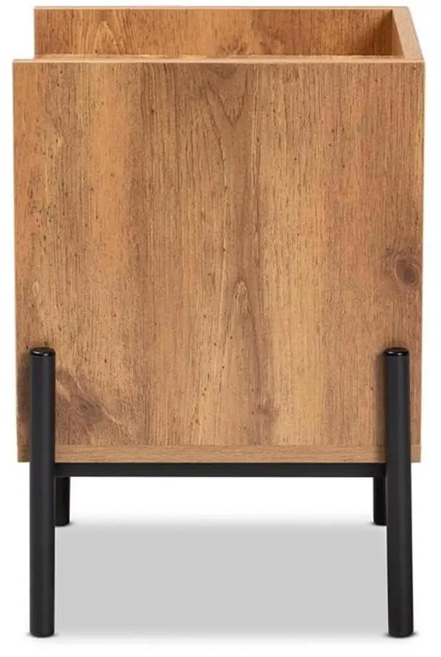 Alt view image 19 of 20 - Baxton Studio Tasman Modern and Contemporary Industrial Natural Brown Finished Wood and Black Metal End Table