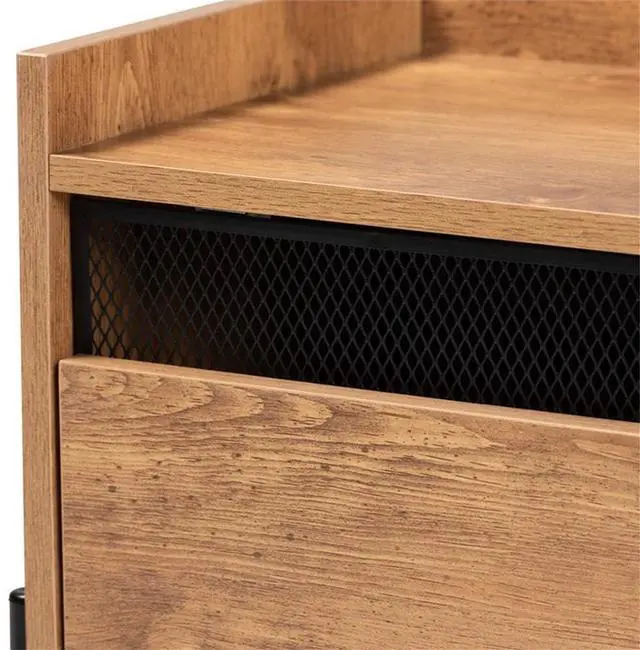 Alt view image 20 of 20 - Baxton Studio Tasman Modern and Contemporary Industrial Natural Brown Finished Wood and Black Metal End Table