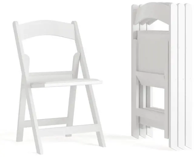 Main image of Flash Furniture Hercules Series Folding Chair - White Resin - Set of 4 800LB Weight Capacity Comfortable Event Chair - Light Weight Folding Chair