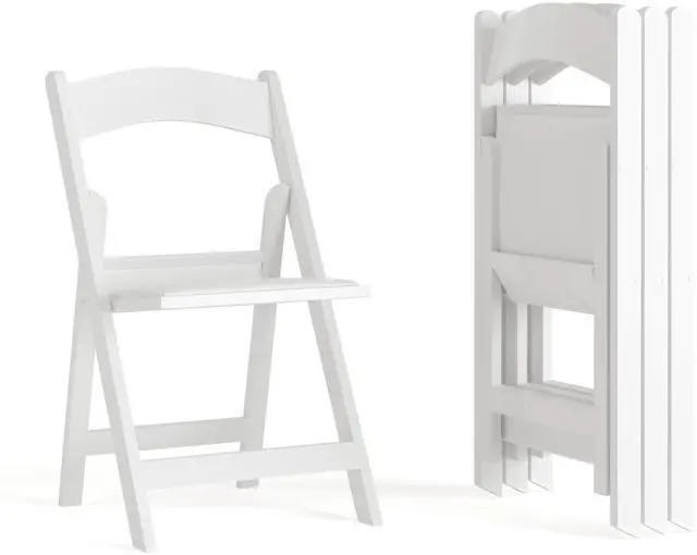 Alt view image 2 of 7 - Flash Furniture Hercules Series Folding Chair - White Resin - Set of 4 800LB Weight Capacity Comfortable Event Chair - Light Weight Folding Chair