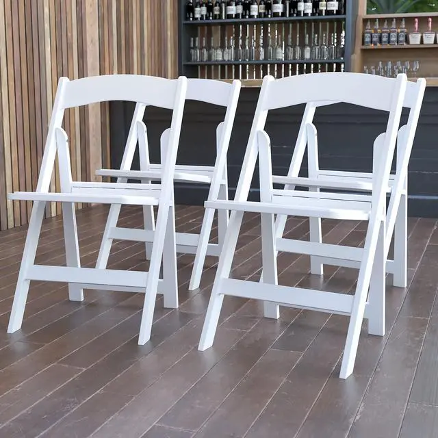 Alt view image 3 of 7 - Flash Furniture Hercules Series Folding Chair - White Resin - Set of 4 800LB Weight Capacity Comfortable Event Chair - Light Weight Folding Chair