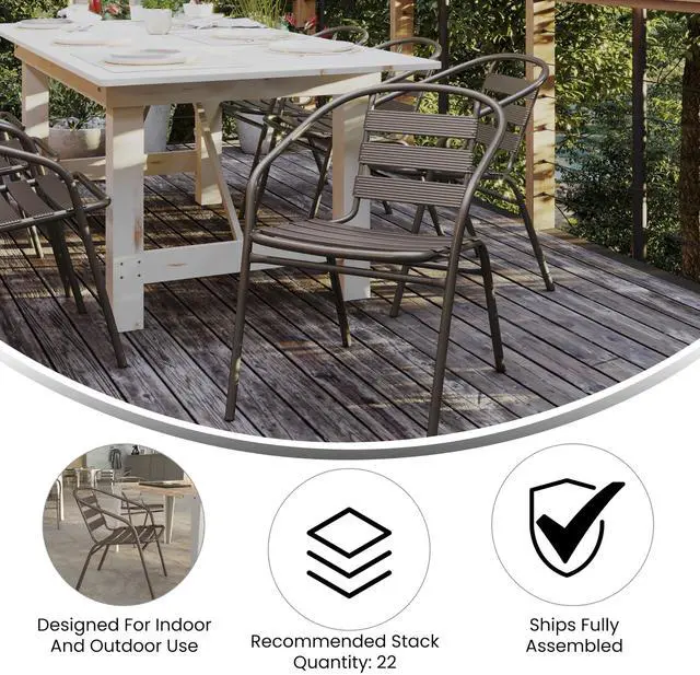 Alt view image 11 of 14 - Flash Furniture Lila Restaurant Stack Chair Bronze (TLH017CBZ)