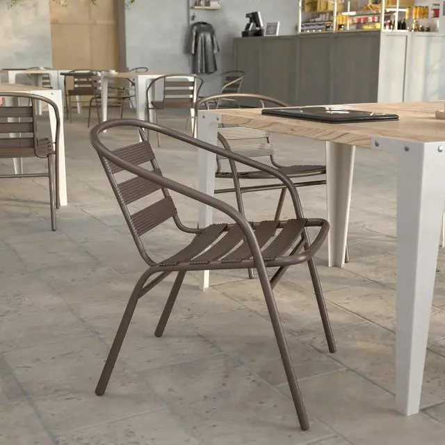Alt view image 12 of 14 - Flash Furniture Lila Restaurant Stack Chair Bronze (TLH017CBZ)
