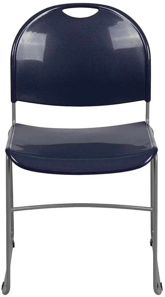 Alt view image 12 of 17 - 5 Pack HERCULES Series 880 lb. Capacity Navy Ultra-Compact Stack Chair with Silver Powder Coated Frame