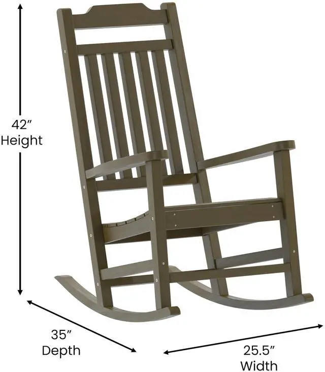 Alt view image 14 of 14 - Flash Furniture Winston All-Weather Poly Resin Rocking Chair Mahogany (JJC14703MHG)