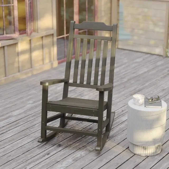Alt view image 12 of 14 - Flash Furniture Winston All-Weather Poly Resin Rocking Chair Mahogany (JJC14703MHG)