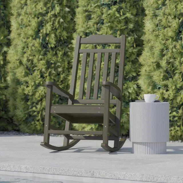 Alt view image 13 of 14 - Flash Furniture Winston All-Weather Poly Resin Rocking Chair Mahogany (JJC14703MHG)