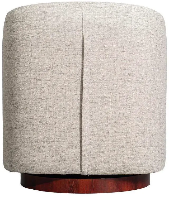 Alt view image 6 of 7 - Flash Furniture Dean Upholstered Barrel Chair, Commercial 360° Swivel Club Style Chair, Sloped Armrests, Woodgrain Vinyl Wrapped Metal Base, Cream Fabric