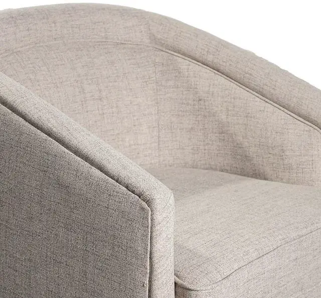 Alt view image 7 of 7 - Flash Furniture Dean Upholstered Barrel Chair, Commercial 360° Swivel Club Style Chair, Sloped Armrests, Woodgrain Vinyl Wrapped Metal Base, Cream Fabric