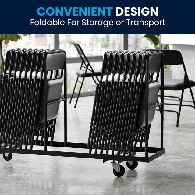 Alt view image 20 of 20 - 4 Pk. HERCULES Series Curved Triple Braced & Double Hinged Black Vinyl Metal Folding Chair