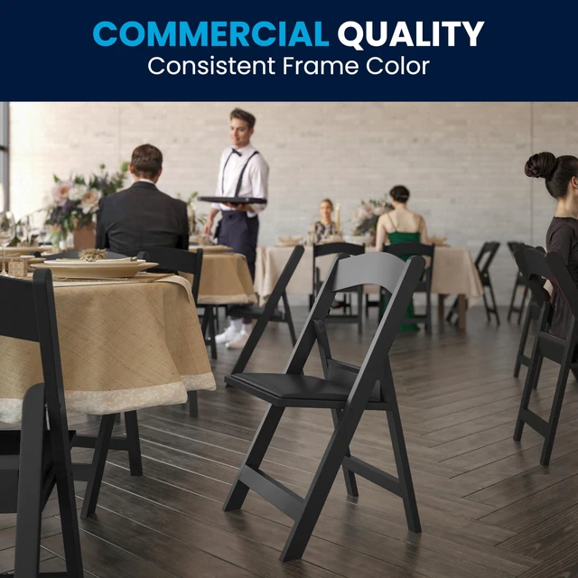 Alt view image 7 of 7 - Hercules Series Folding Chair - Black Resin - 2 Pack 800LB Weight Capacity Comfortable Event Chair - Light Weight Folding Chair