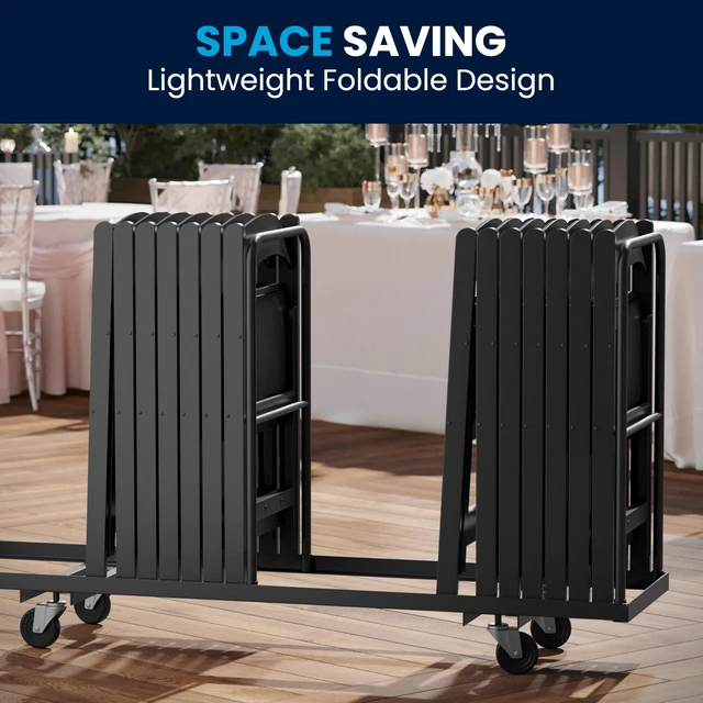 Alt view image 6 of 7 - Hercules Series Folding Chair - Black Resin - 2 Pack 800LB Weight Capacity Comfortable Event Chair - Light Weight Folding Chair