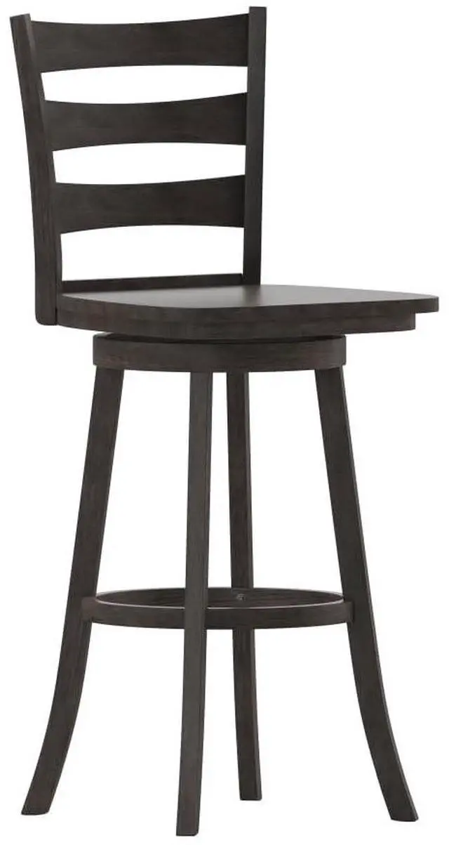 Alt view image 8 of 14 - Flash Furniture Liesel Classic Solid Wood Ladder Back Barstool Gray Wash Walnut (ESUN31WS29GY)
