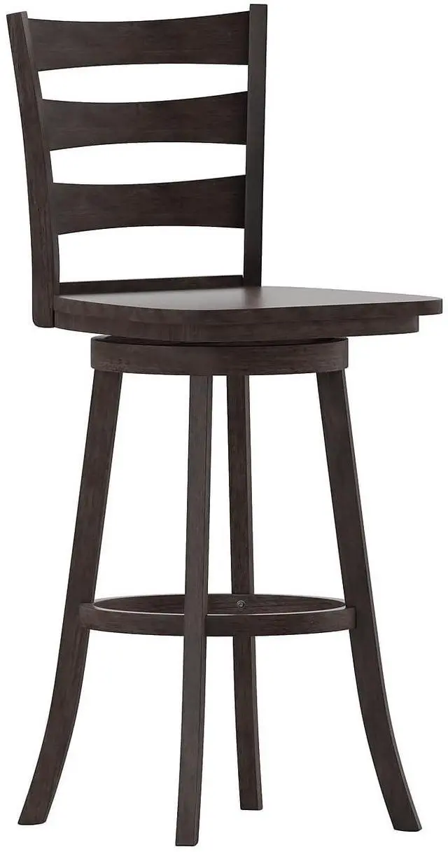 Alt view image 9 of 14 - Flash Furniture Liesel Classic Solid Wood Ladder Back Barstool Gray Wash Walnut (ESUN31WS29GY)