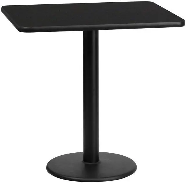 Alt view image 10 of 12 - 24'' x 30'' Rectangular Black Laminate Table Top with 18'' Round Table Height Base