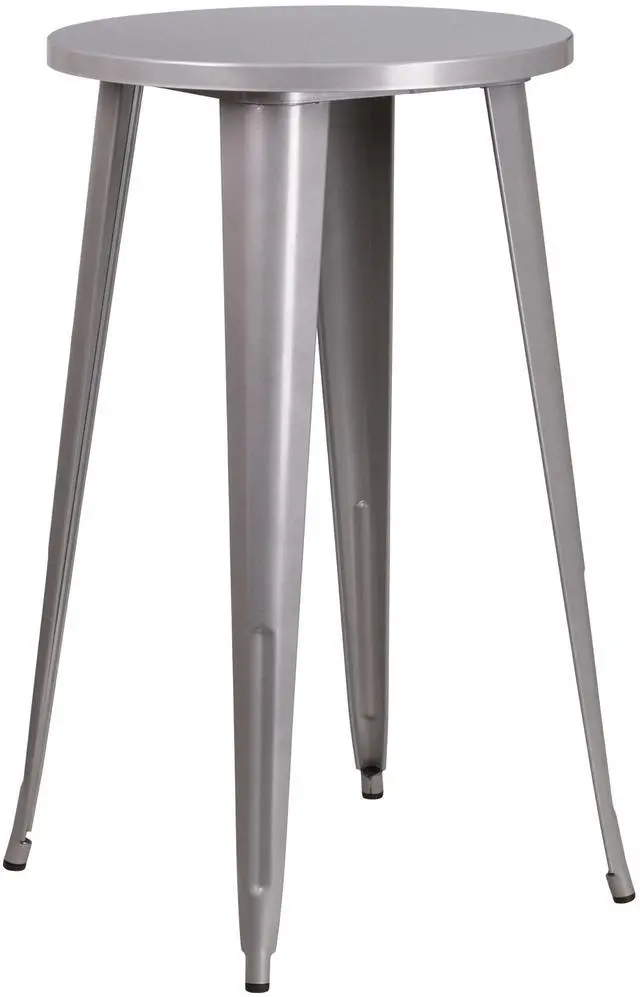 Alt view image 14 of 16 - Flash Furniture 24'' Round Silver Metal Indoor-Outdoor bar Height Table