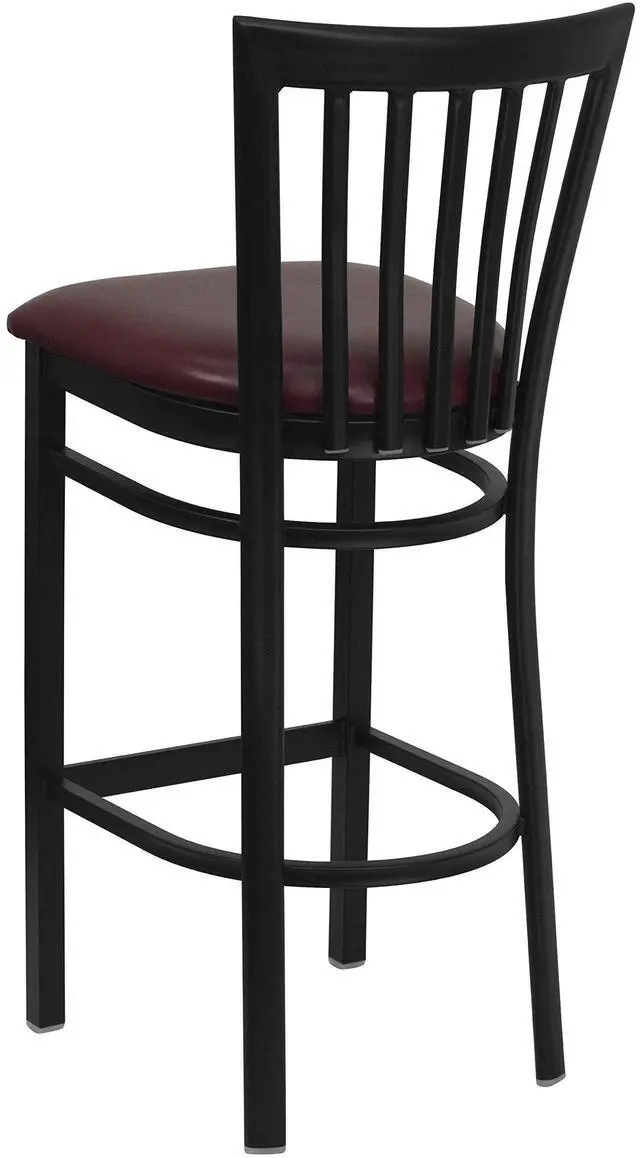 Alt view image 14 of 14 - Flash Furniture XU-DG6R8BSCH-BAR-BURV-GG Hercules Series Black School House Back Metal Restaurant Bar Stool with Burgundy Vinyl Seat