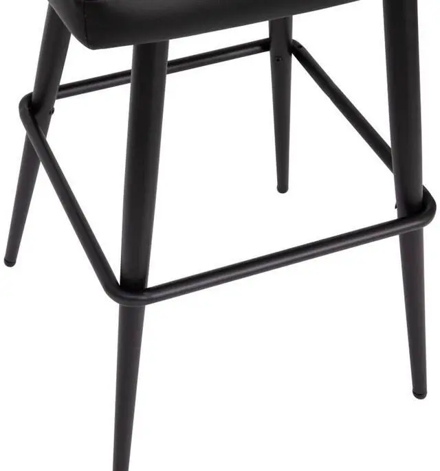 Alt view image 20 of 20 - Lyla 30" Commercial Grade High Back Modern Armless Barstools with Contoured Backrest, Steel Frame and Integrated Footrest, Black LeatherSoft-Set of 2
