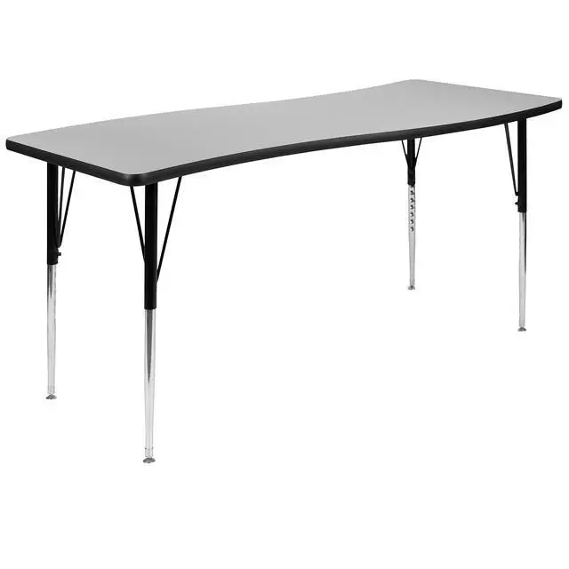 Alt view image 16 of 20 - 26"W x 60"L Rectangular Wave Flexible Collaborative Grey Thermal Laminate Activity Table - Standard Height Adjustable Legs