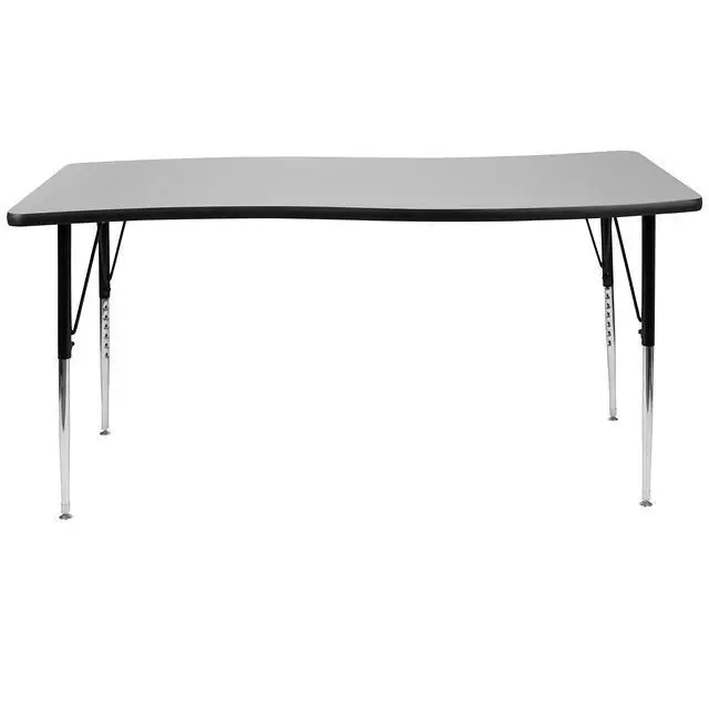 Alt view image 20 of 20 - 26"W x 60"L Rectangular Wave Flexible Collaborative Grey Thermal Laminate Activity Table - Standard Height Adjustable Legs
