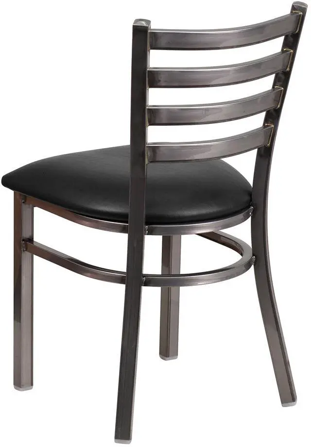 Alt view image 18 of 19 - Flash Furniture Hercules Series Clear Coated Ladder Back Metal Restaurant Chair with Vinyl Seat, Black
