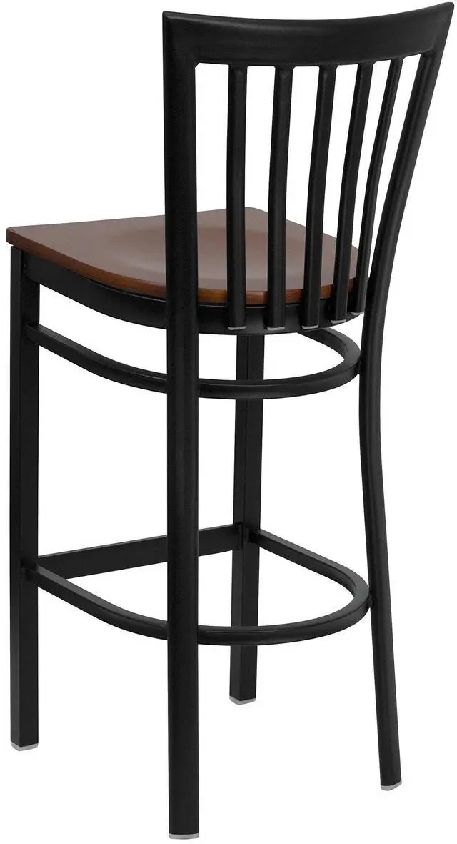 Alt view image 13 of 13 - Flash Furniture XU-DG6R8BSCH-BAR-CHYW-GG Hercules Series Black School House Back Metal Restaurant Bar Stool with Cherry Wood Seat