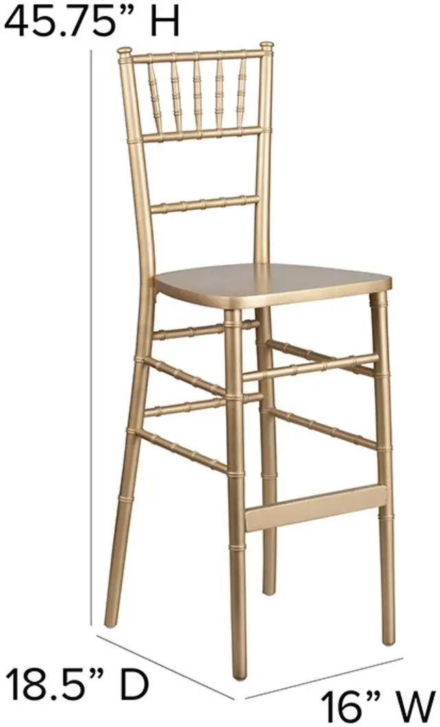 Alt view image 12 of 15 - Flash Furniture HERCULES Series Gold Wood Chiavari Barstool