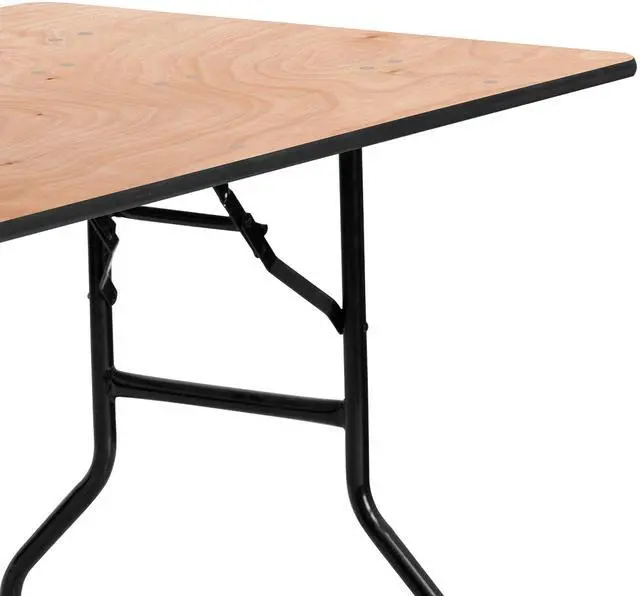 Alt view image 13 of 15 - 30'' x 60'' Rectangular Wood Folding Banquet Table with Clear Coated Finished Top