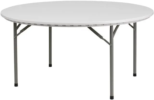 Alt view image 9 of 15 - Flash Furniture Round Commercial Home Office Indoor Outdoor Granite Plastic Folding Table 60 Inch White Top Gray Legs