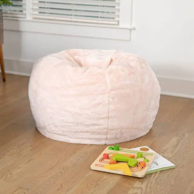Alt view image 8 of 14 - Flash Furniture Dillon Furry Refillable Bean Bag Chair Blush (DGBEANSMFURBLS)