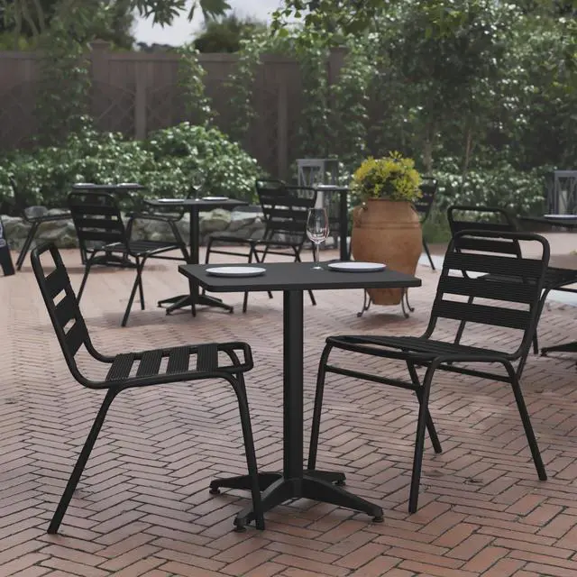 Alt view image 9 of 14 - Flash Furniture Mellie Metal Indoor-Outdoor Table with Base 23.5" Square (TLH0531BK)